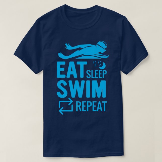 EAT SLEEP SWIM REPEAT Swimming Shirt Pool Water Gi (Design Front)