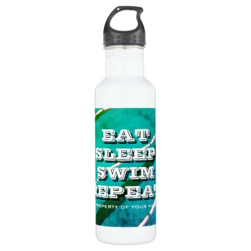 Eat Sleep Swim Repeat vintage swimming pool photo Stainless Steel Water Bottle