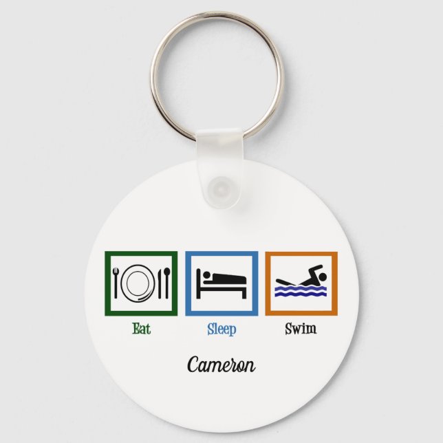 Eat Sleep Swim Team Funny Swimmer Keychain (Front)