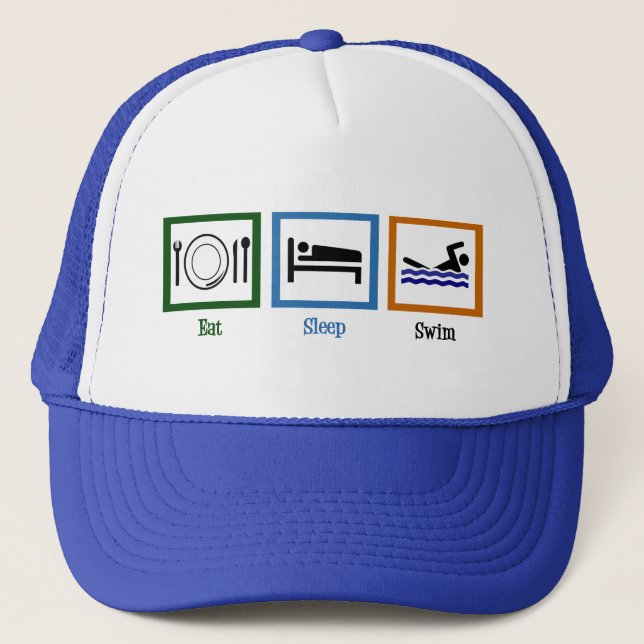 Eat Sleep Swim Trucker Hat (Front)