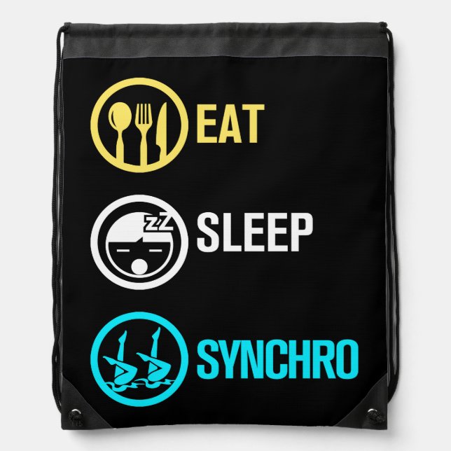Eat Sleep Synchro Synchronized Swimming Artistic Drawstring Bag (Front)