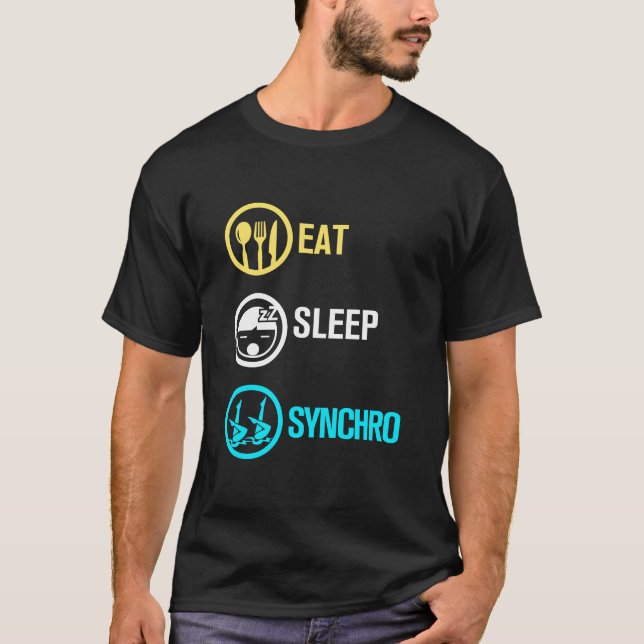 Eat Sleep Synchro Synchronized Swimming Artistic T-Shirt (Front)