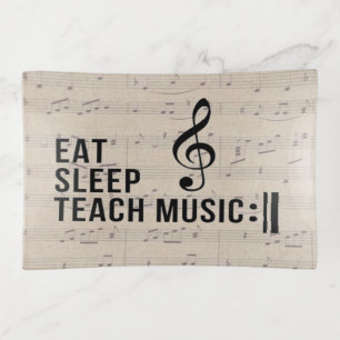 Eat Sleep Teach Music Repeat Music Humor Trinket Tray