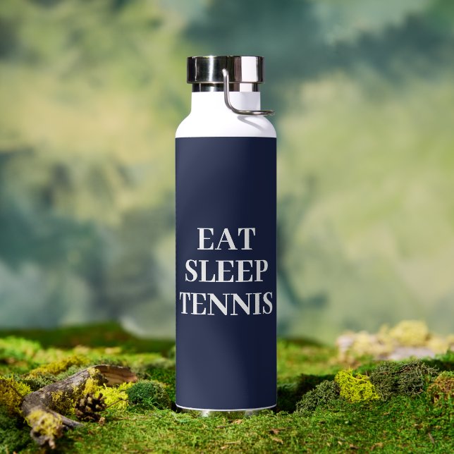 Eat Sleep Tennis Navy Blue Water Bottle (Outdoor)