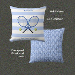 Eat Sleep Tennis Personalized Blue White Striped Throw Pillow at Zazzle