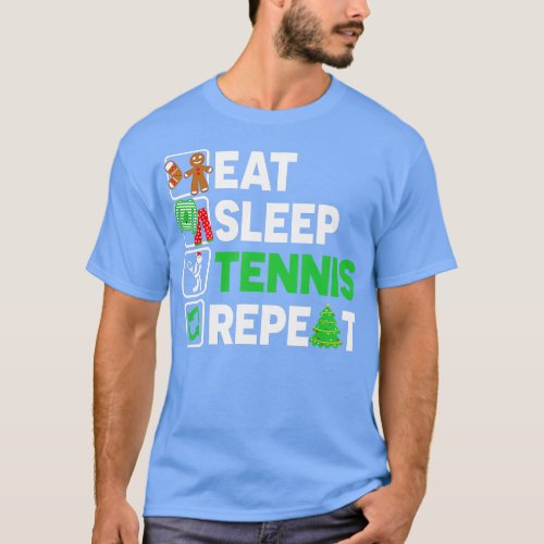 Eat Sleep Tennis Repeat Christmas Pajama Gifts Tee