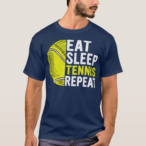 Eat Sleep Tennis Repeat Funny Tennis Players Kids  T_Shirt