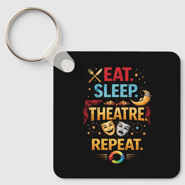 Eat, Sleep, Theatre, Repeat Keychain (Front)
