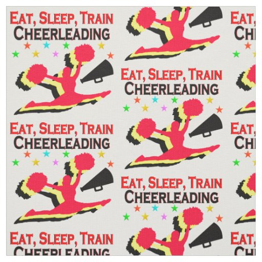 EAT, SLEEP TRAIN CHEERLEADING RED DESIGN FABRIC