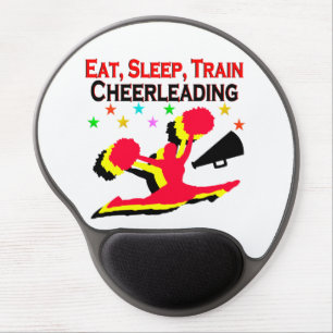 EAT, SLEEP TRAIN CHEERLEADING RED DESIGN GEL MOUSE PAD