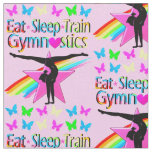 EAT SLEEP TRAIN GYMNASTICS RAINBOW DESIGN FABRIC