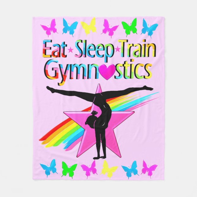 EAT SLEEP TRAIN GYMNASTICS RAINBOW DESIGN FLEECE BLANKET (Front)