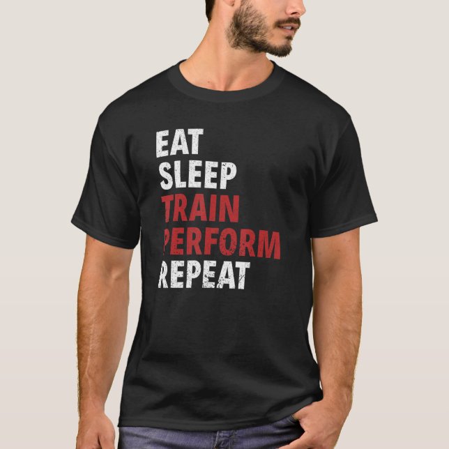 Eat Sleep Train Perform Repeat Aerial Silks T-Shirt (Front)