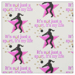 EAT, SLEEP, TRAIN, PINK VOLLEYBALL STAR DESIGN FABRIC