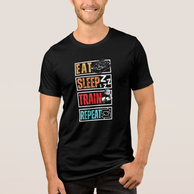 Eat Sleep Train Repeat  Tri-Blend Shirt (Front)