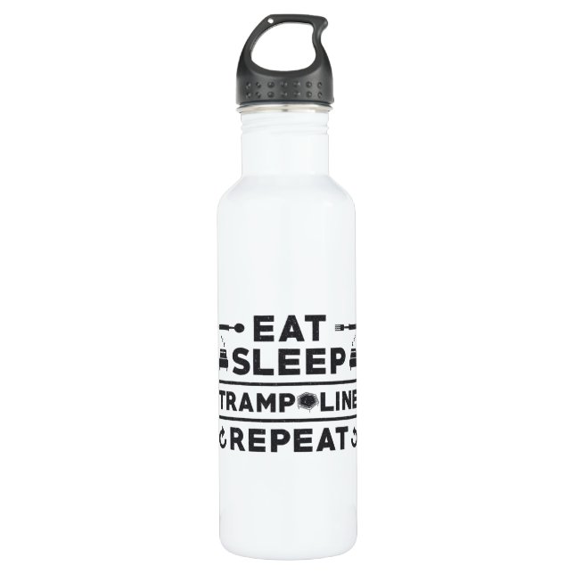 Eat Sleep Trampoline Repeat Trampolining Gymnast Stainless Steel Water Bottle (Front)