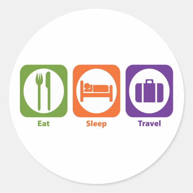 Eat Sleep Travel Classic Round Sticker (Front)
