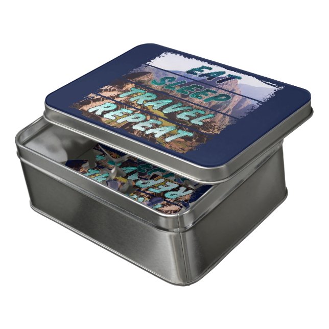 Eat Sleep Travel Repeat - Machu Picchu, Peru Jigsaw Puzzle (Lid Open)