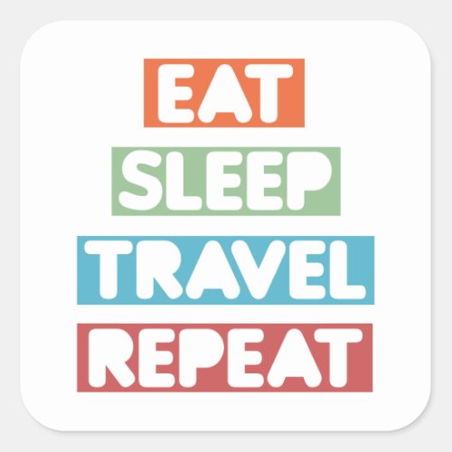 Eat Sleep Travel Repeat Square Sticker