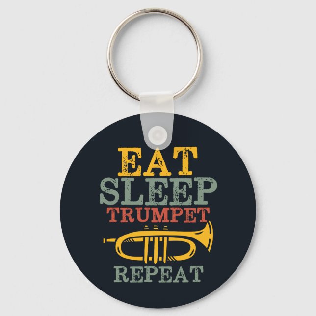 Eat Sleep Trumpet Repeat Funny Marching Band Keychain (Front)