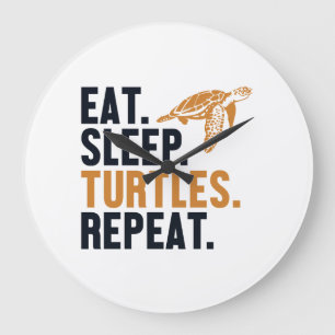 Eat Sleep Turtles Repeat Tortoise Painted Lover Co Large Clock
