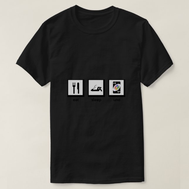 eat, sleep, uno (+4 uno card game) Essential T-Shirt (Design Front)