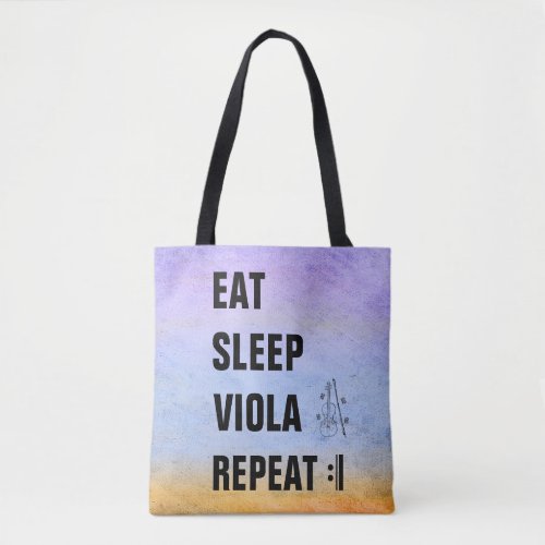 Eat Sleep Viola Repeat Purple Ombre Watercolor Tote Bag