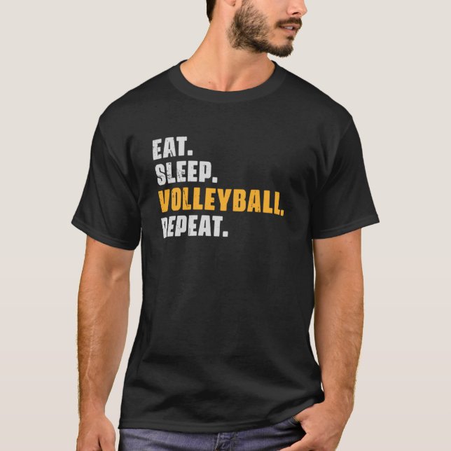 Eat Sleep Volleyball Repeat   Volleyball Retro Vin T-Shirt (Front)