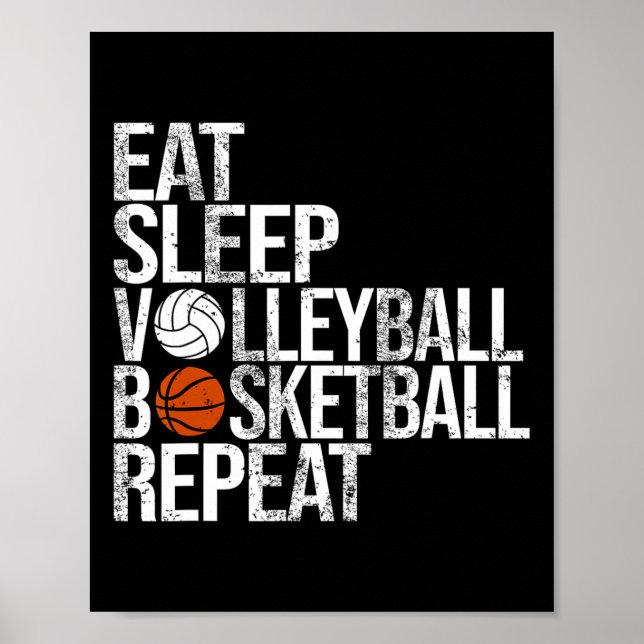 Eat Sleep Volleyll Sketll Repeat Funny Ll  Poster (Front)
