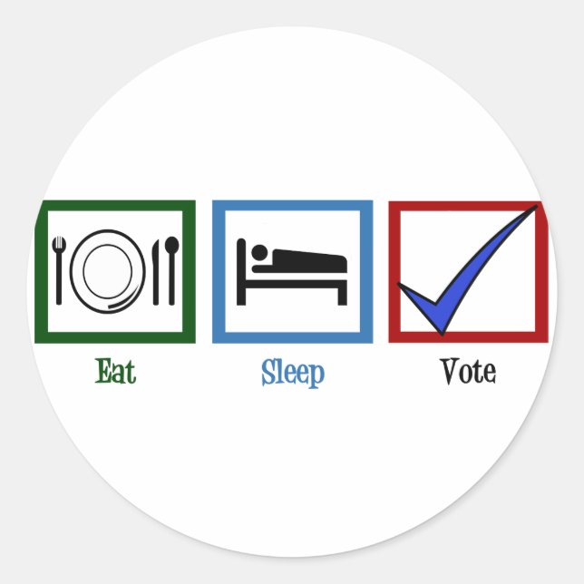 Eat Sleep Vote Classic Round Sticker (Front)