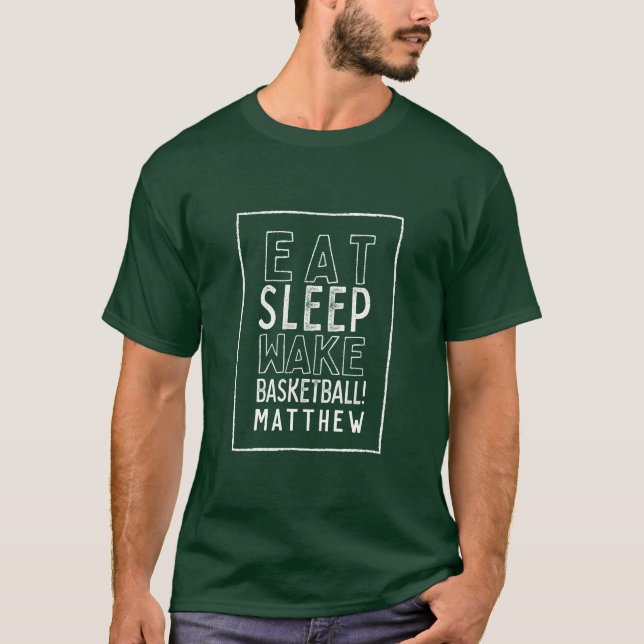 Eat, sleep, wake, basketball modern hand drawn T-Shirt (Front)