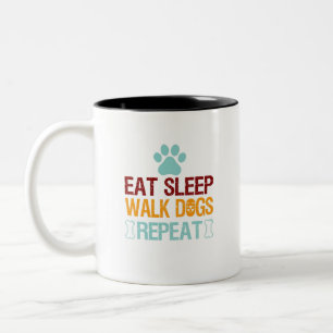 eat sleep walk dog repeat Dachshund Sasquatch Two-Tone Coffee Mug