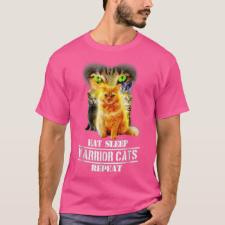 Eat Sleep Warrior Cats Repeat Funny Cat Lover Tees