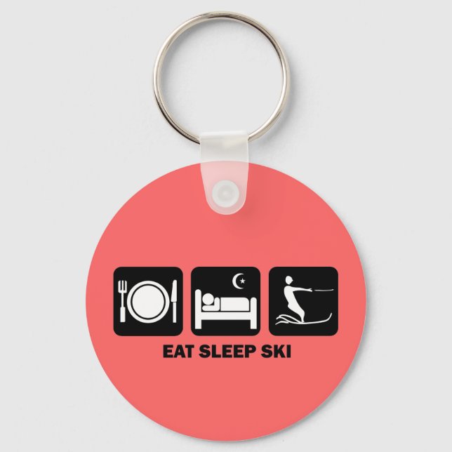 eat sleep water ski keychain (Front)