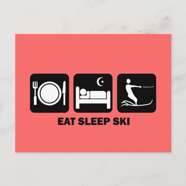 eat sleep water ski postcard (Front)