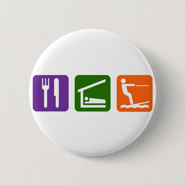 Eat Sleep Water Skiing Button (Front)