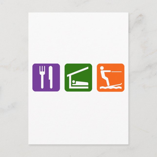 Eat Sleep Water Skiing Postcard (Front)