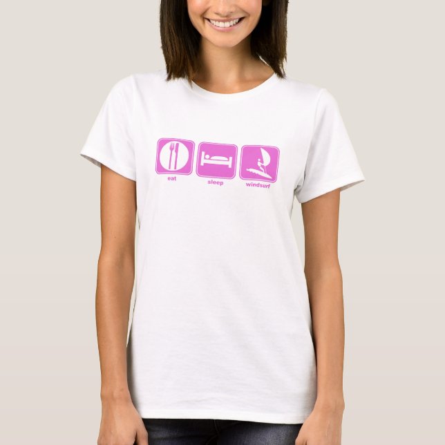 eat sleep windsurf pink T-Shirt (Front)