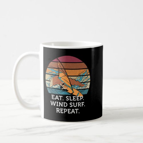 Eat Sleep Windsurf Repeat Retro Vintage Sunset Bea Coffee Mug