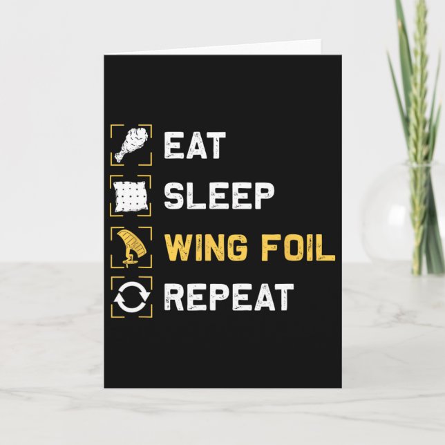 Eat Sleep Wing Foil Repeat Funny Wing Surfing  Card (Front)