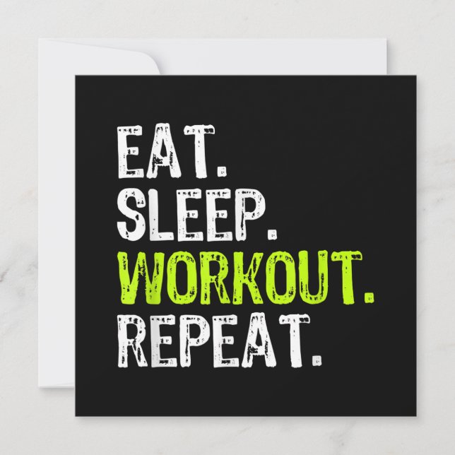 Eat Sleep Workout Repeat Funny Work Out Gym Gift Invitation (Front)