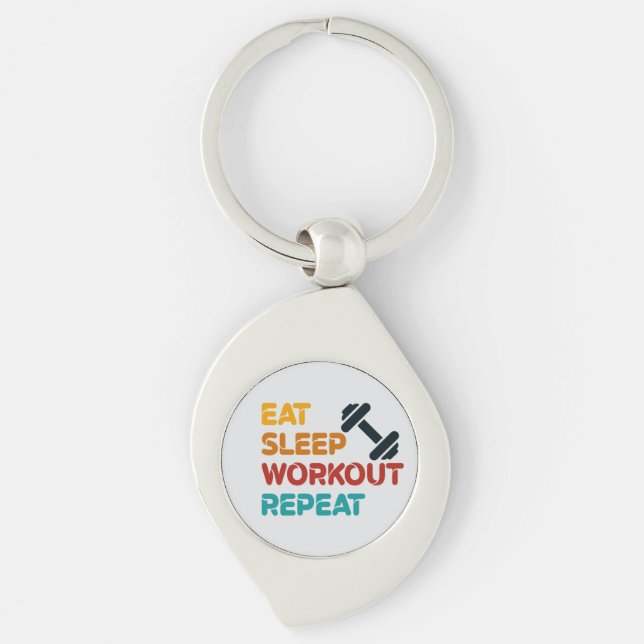 Eat Sleep Workout Repeat Keychain (Front)