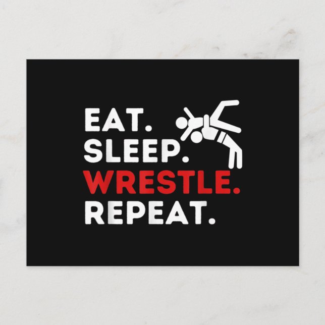 Eat Sleep Wrestle Repeat - Funny Wrestling & Postcard (Front)