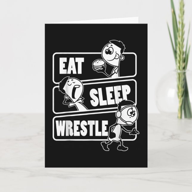 Eat Sleep Wrestle Repeat Funny Wrestling Wrestler Card (Front)