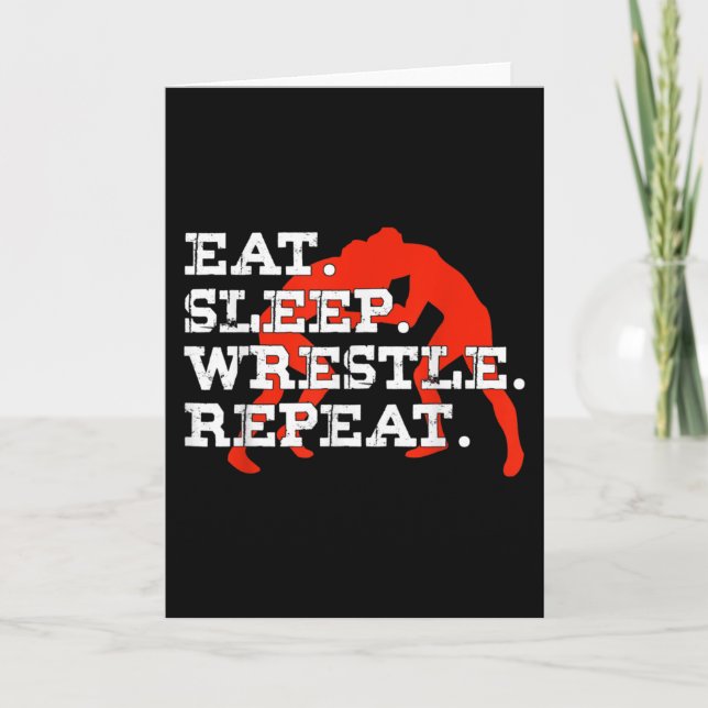 Eat Sleep Wrestle Repeat Funny Wrestling Wrestler Card (Front)