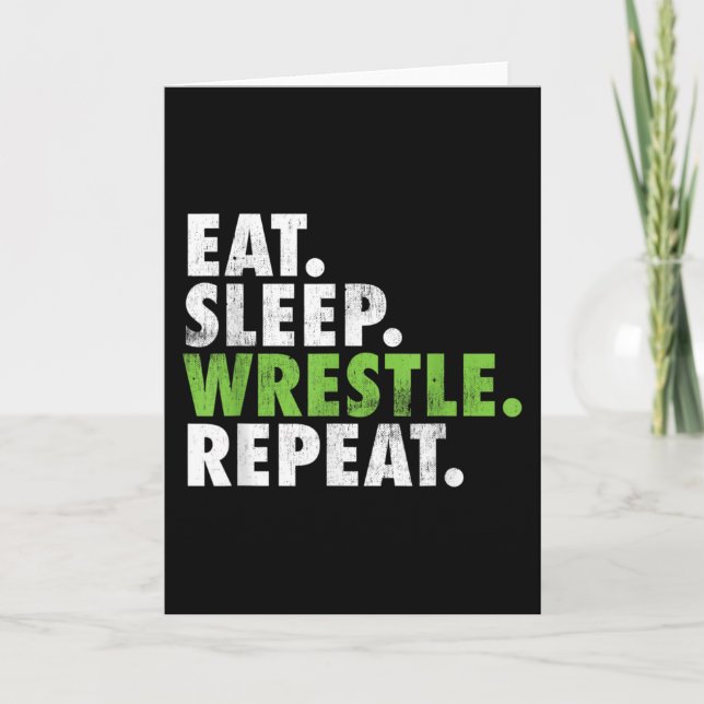 Eat Sleep Wrestle Repeat - Wrestler Boy Men Card (Front)