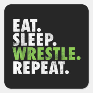 Eat Sleep Wrestle Repeat - Wrestler Boy Men Square Sticker