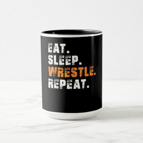 Eat Sleep Wrestle Repeat Wrestling Sport Gift Mug