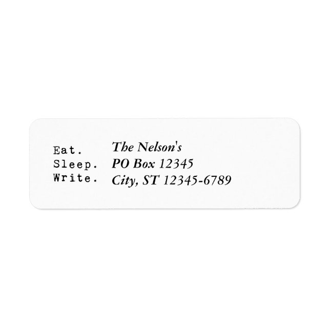 Eat Sleep Write Label (Front)