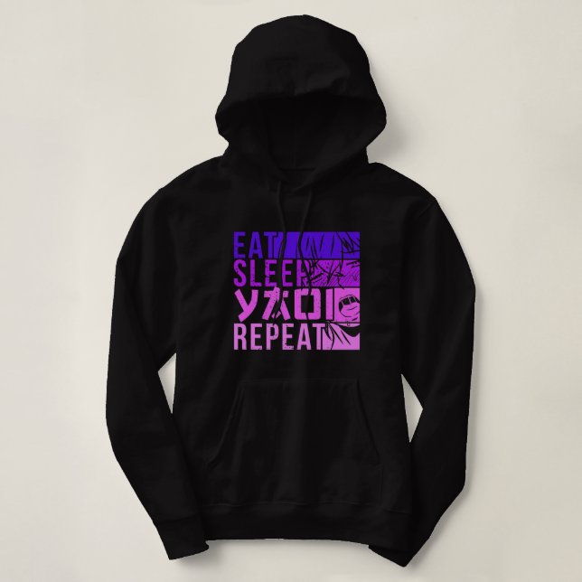 Eat Sleep Yaoi Repeat Fujoshi Anime Boy Gay Manga Hoodie (Design Front)